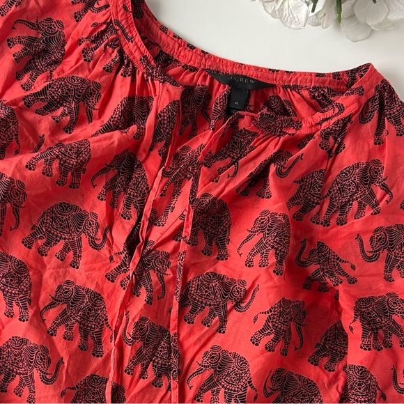 J. Crew Coral Tie Neck Top in Paisley Elephant. - Picture 6 of 6